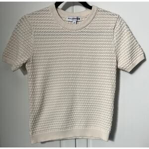 Uniqlo De La Fressange Short Sleeve Knit Sweater Cream Size XS
